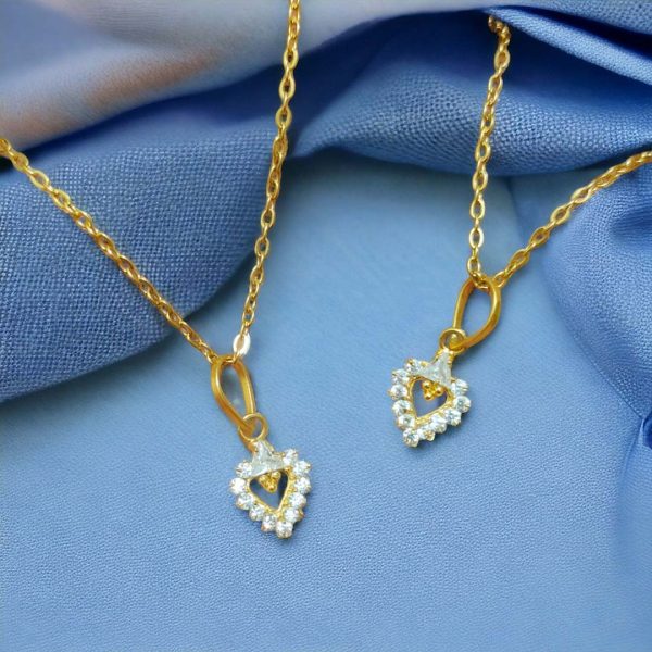 2 Pieces American Diamond Traditional Gold18K Locket. Love Shape. - Image 4