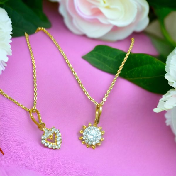 2 Pieces American Diamond Traditional Gold18K Locket. (One Love & Sunflower ) - Image 3