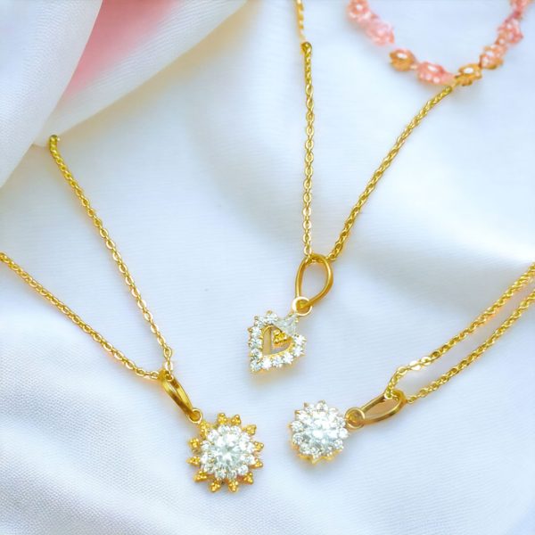 3 Pieces American Diamond Traditional Gold18K Locket. - Image 3