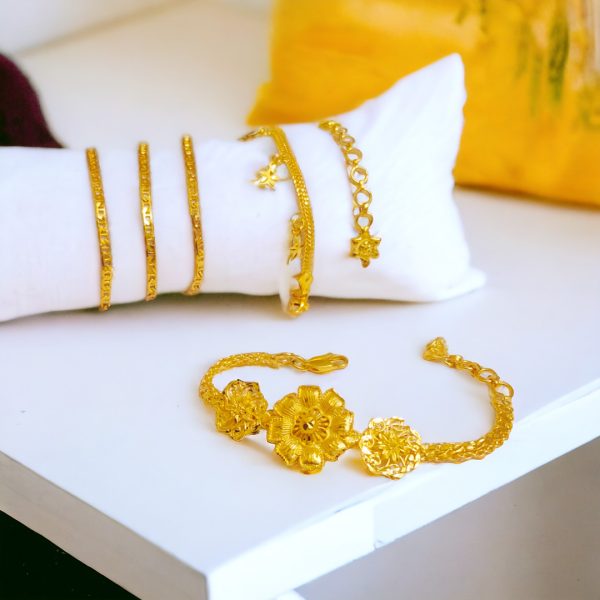 22k, 21k Gold Mixed Combo set. One bracelet, one Anklet & Boys blade Chain. (5 year`s guarantee)