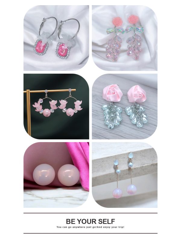 6 ps  Earring (Pink Set )