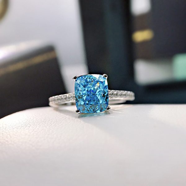 American Diamond Proposal Ring.(Blue Malabar Stone)