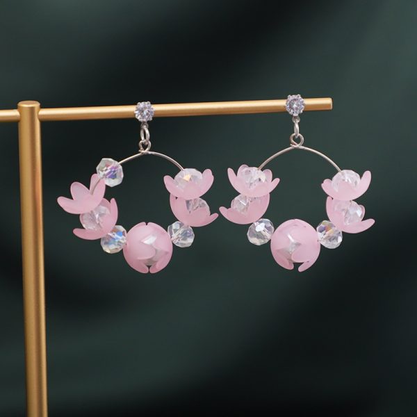 Korean Flower Earring. (Pink)