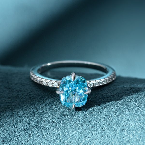 American Diamond Proposal Ring.(Blue Malabar Stone)