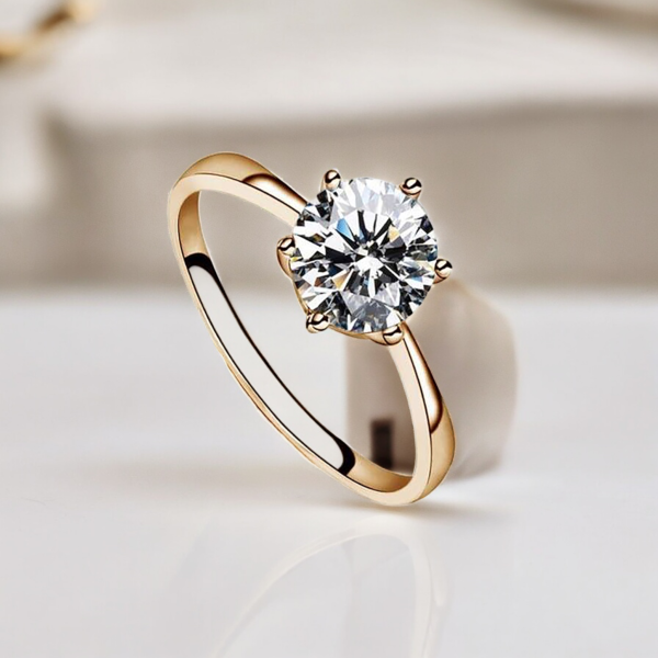 2ps American Diamond Proposal golden Finger Ring. (7stone Flower & One stone) - Image 3