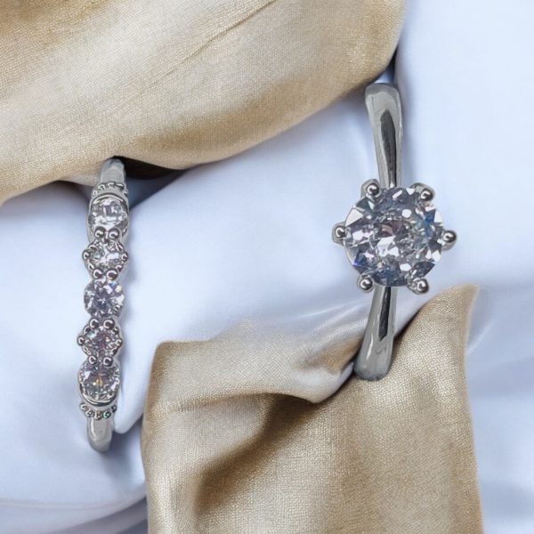 2ps American Diamond Proposal Finger Ring. (Flat & One stone)