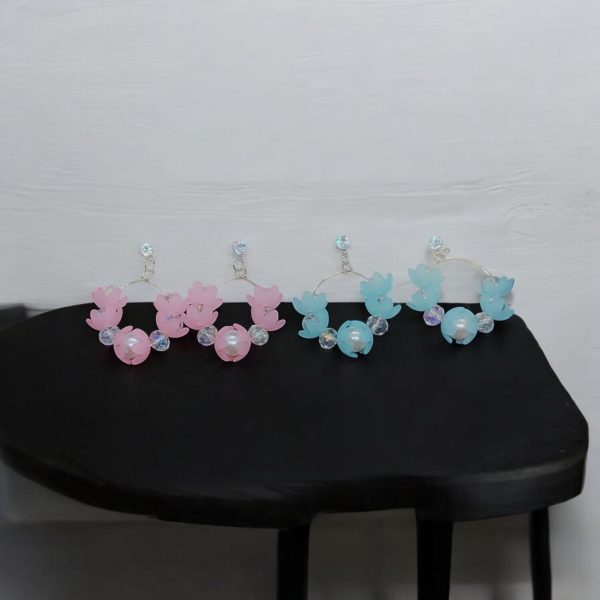 2ps Korean Flower Earring.(Blue and Pink) - Image 2