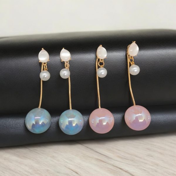 2ps Korean Flower Earring. (Pink, and blue)