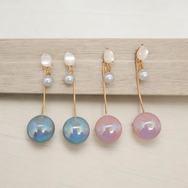 2ps Korean Flower Earring. (Pink, and blue) - Image 2