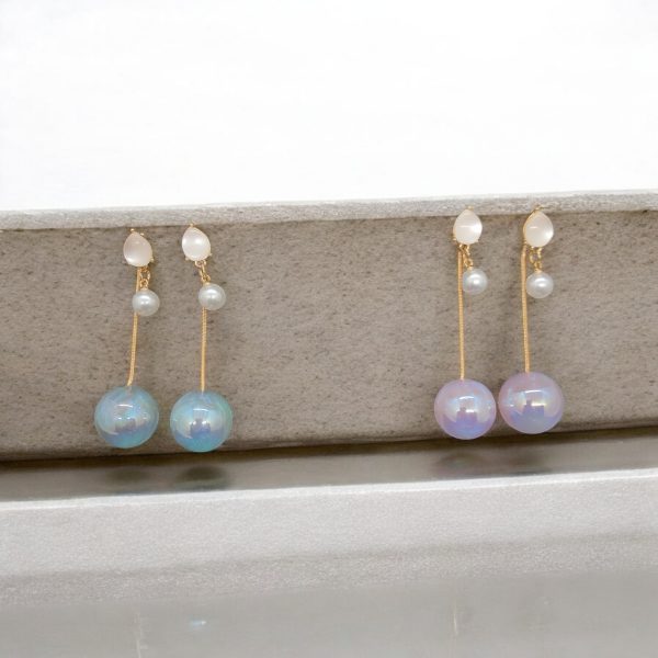 2ps Korean Flower Earring. (Blue, pink) - Image 2