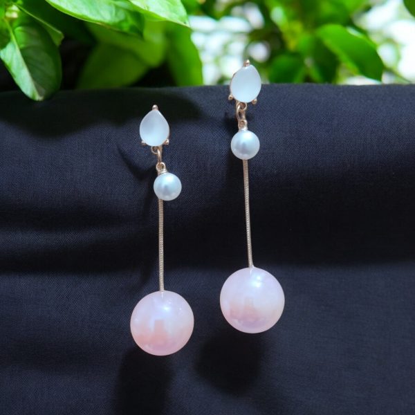 Korean Drop Earring. (Pink) - Image 3