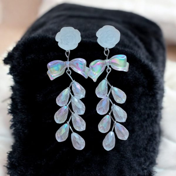 Korean Flower Earring. (White) - Image 3