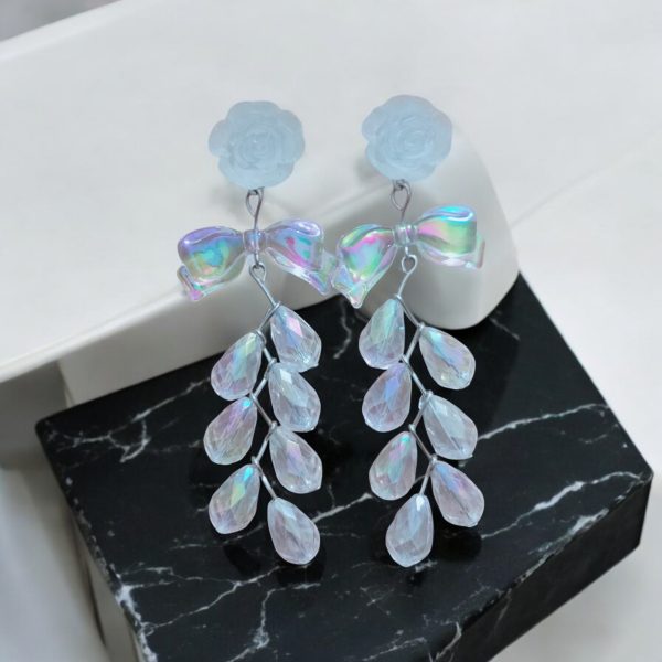 Korean Flower Earring. (White) - Image 2