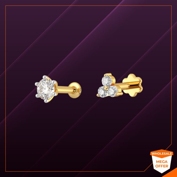 American Diamond One Stone & Three Stone Nose Pin