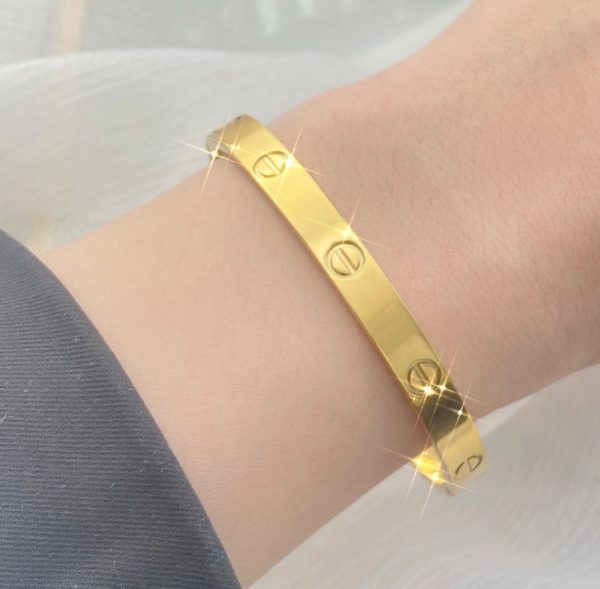 Stainless Wist Glossy Metal Bracelet Golden.