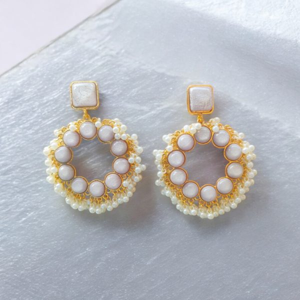 Gold Plated Crystal Drop Wedding Earring.(Violet) - Image 2