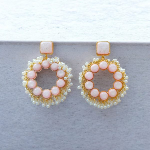 Gold Plated Crystal Drop Wedding Earring.(Light Pink) - Image 3