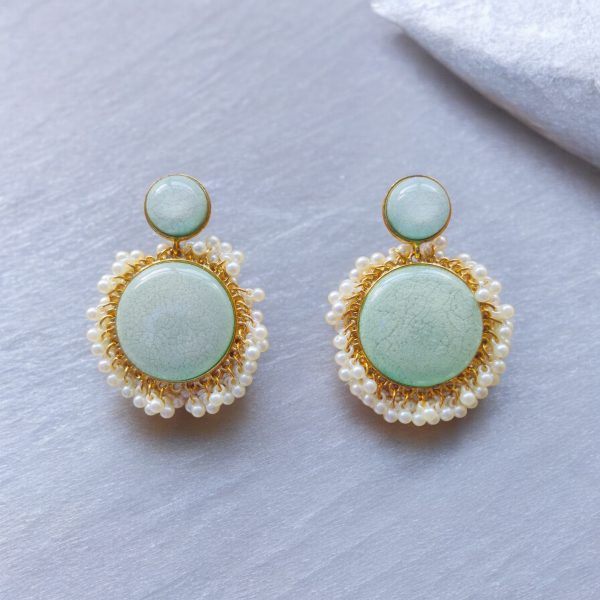 Gold Plated Crystal Drop Wedding Earring.(Pale green) - Image 3