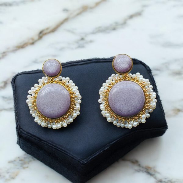 Gold Plated Crystal Drop Wedding Earring.(Violet) - Image 3