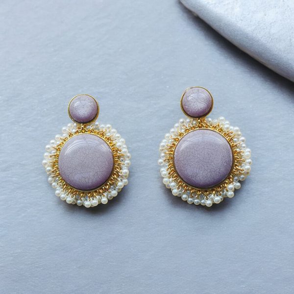 Gold Plated Crystal Drop Wedding Earring.(Violet) - Image 2