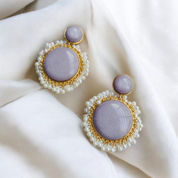 Gold Plated Crystal Drop Wedding Earring.(Violet)