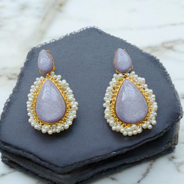 Gold Plated Crystal Drop Wedding Earring.(Violet) - Image 3