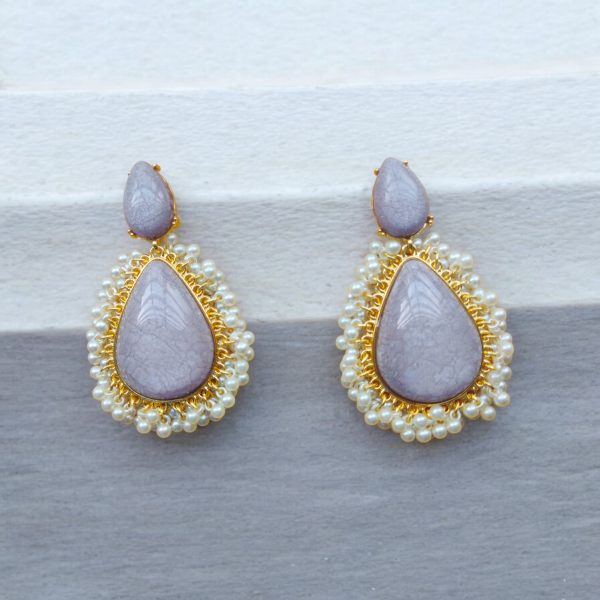 Gold Plated Crystal Drop Wedding Earring.(Violet) - Image 2