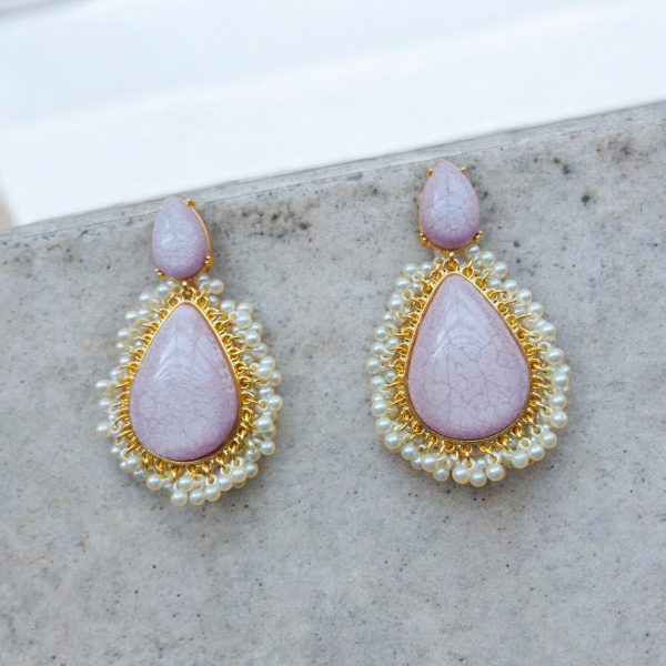 Gold Plated Crystal Drop Wedding Earring.(Lilac) - Image 3