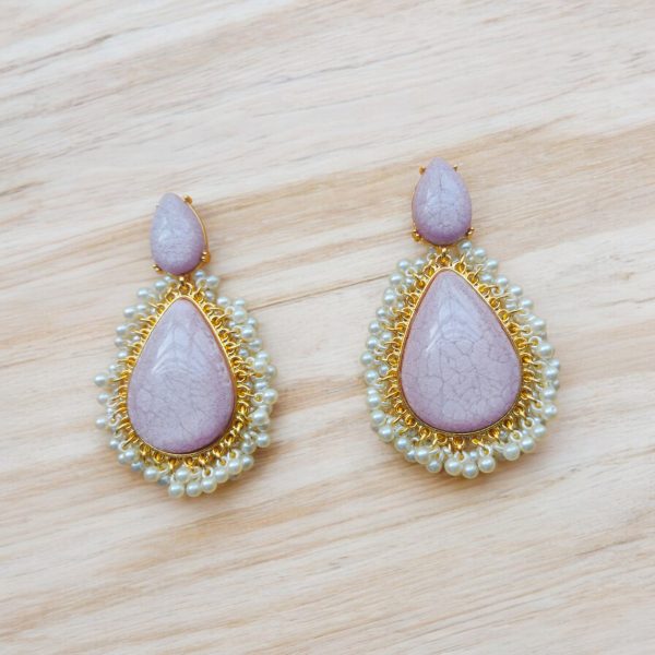 Gold Plated Crystal Drop Wedding Earring.(Lilac) - Image 2