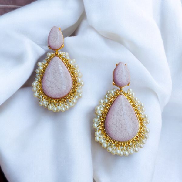 Gold Plated Crystal Drop Wedding Earring.(Lilac)