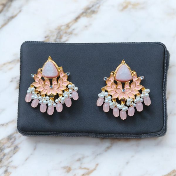 Gold Plated Drop Earring.(Light Pink) - Image 3