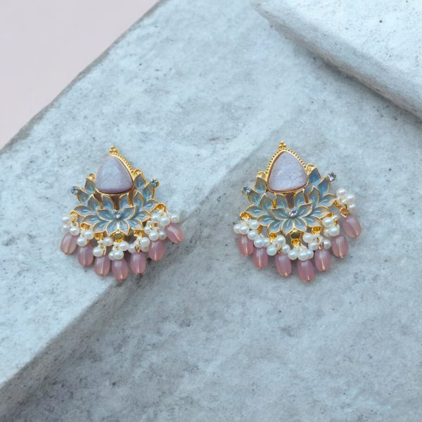 Gold Plated Drop Earring.(Lilac) - Image 2