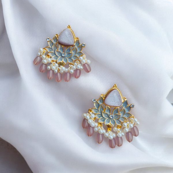 Gold Plated Drop Earring.(Lilac) - Image 3