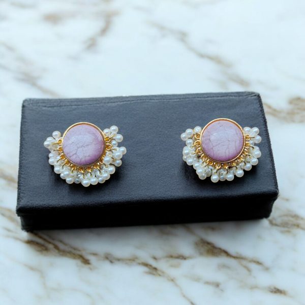 Gold Plated Round Earring.(Violet) - Image 4