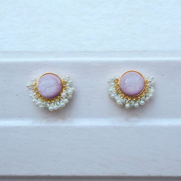 Gold Plated Round Earring.(Violet) - Image 3