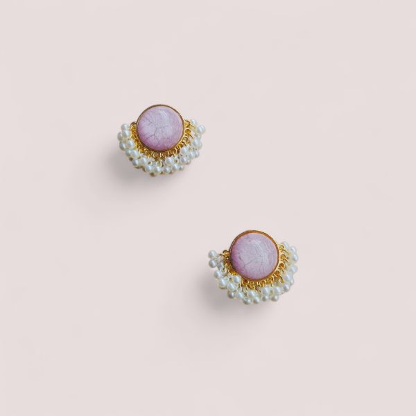 Gold Plated Round Earring.(Violet) - Image 2