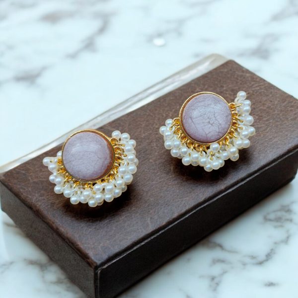 Gold Plated Round Earring.(Lilac) - Image 3