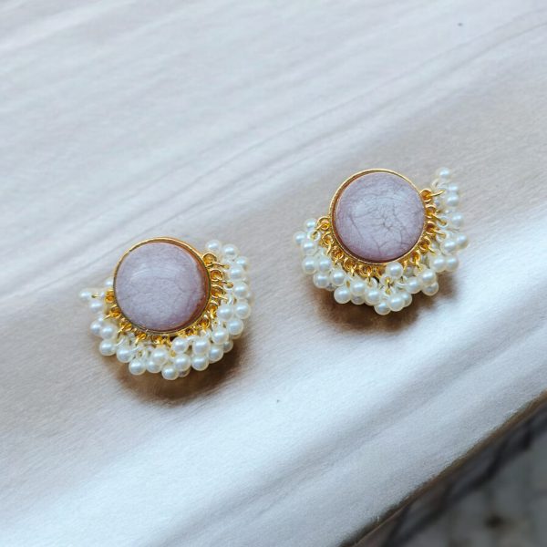 Gold Plated Round Earring.(Lilac) - Image 2