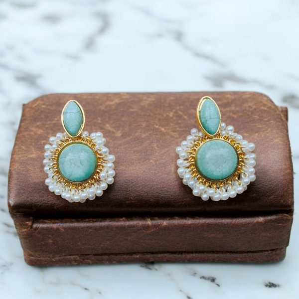 Gold Plated Crystal Drop Earring.(Pale Green) - Image 3