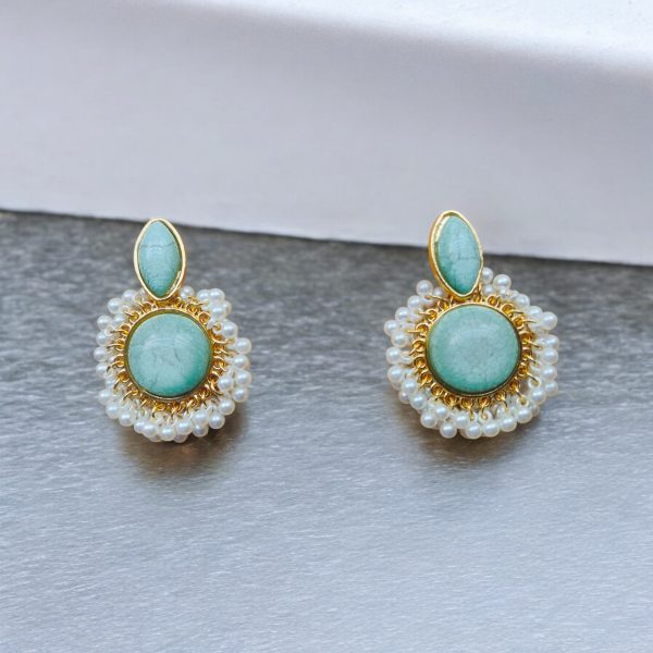 Gold Plated Crystal Drop Earring.(Pale Green) - Image 2