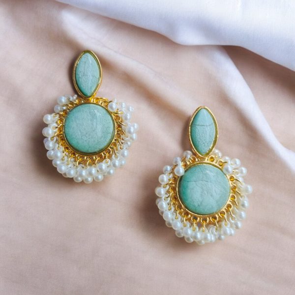 Gold Plated Crystal Drop Earring.(Pale Green) - Image 4