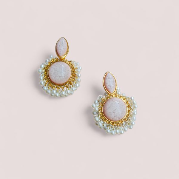 Gold Plated Crystal Drop Earring.(Pink)