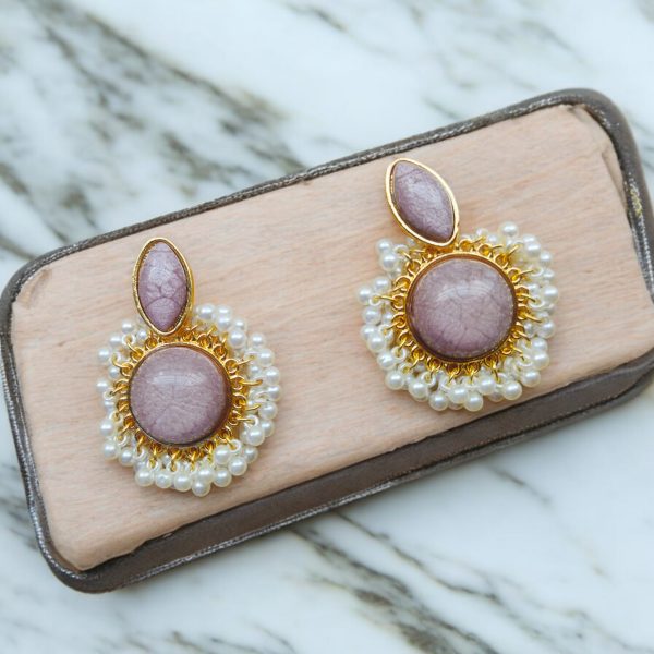 Gold Plated Crystal Drop Earring.(Violet) - Image 4