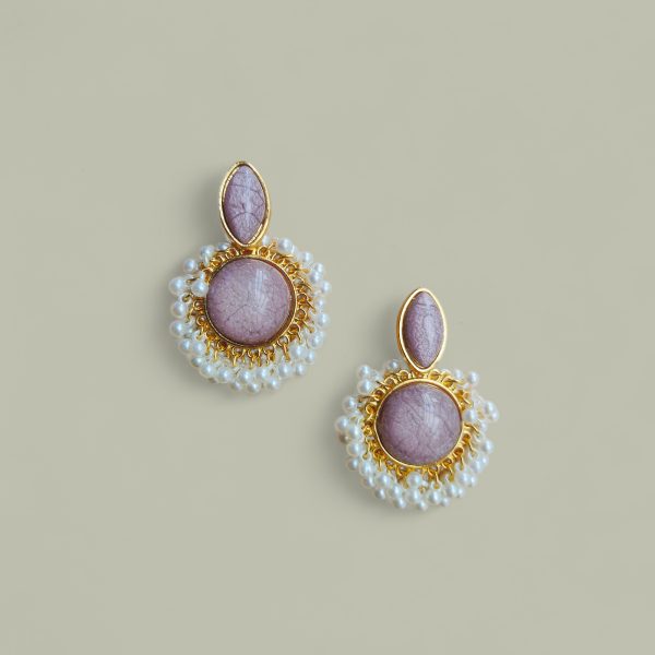 Gold Plated Crystal Drop Earring.(Violet)