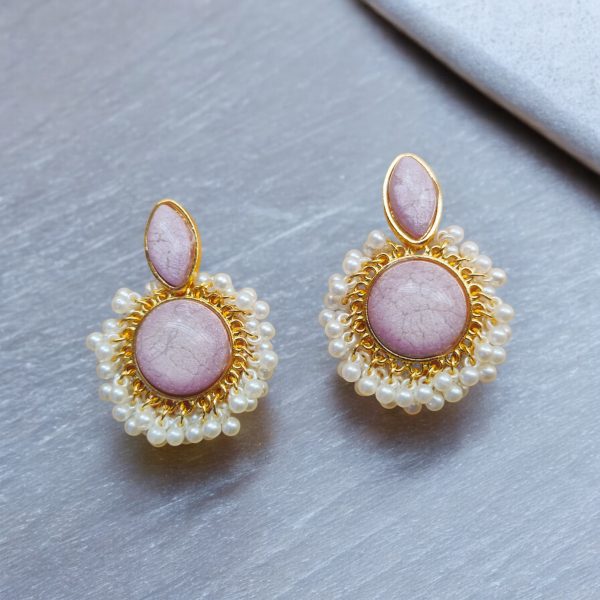 Gold Plated Crystal Drop Earring.(Lilac) - Image 3