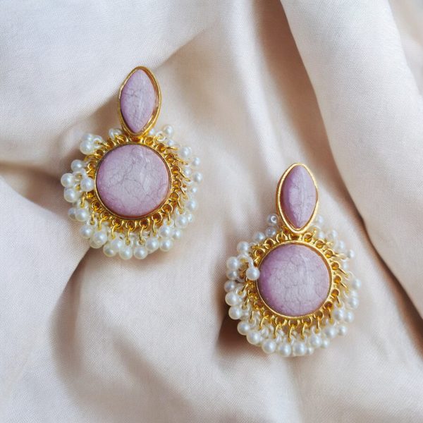 Gold Plated Crystal Drop Earring.(Lilac) - Image 2