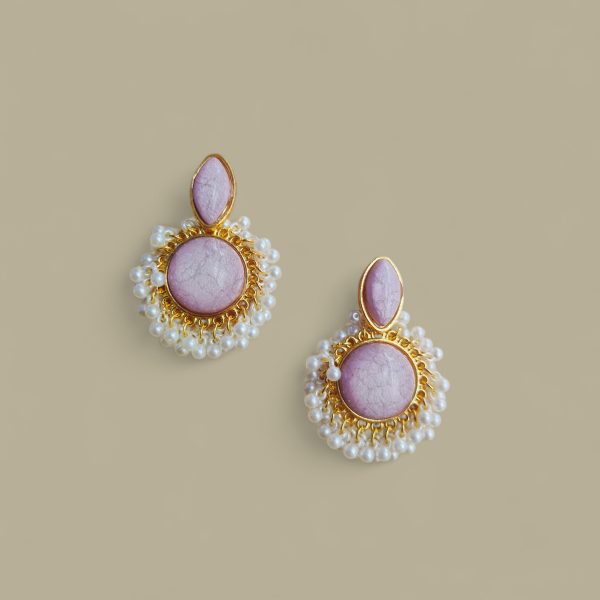 Gold Plated Crystal Drop Earring.(Lilac)