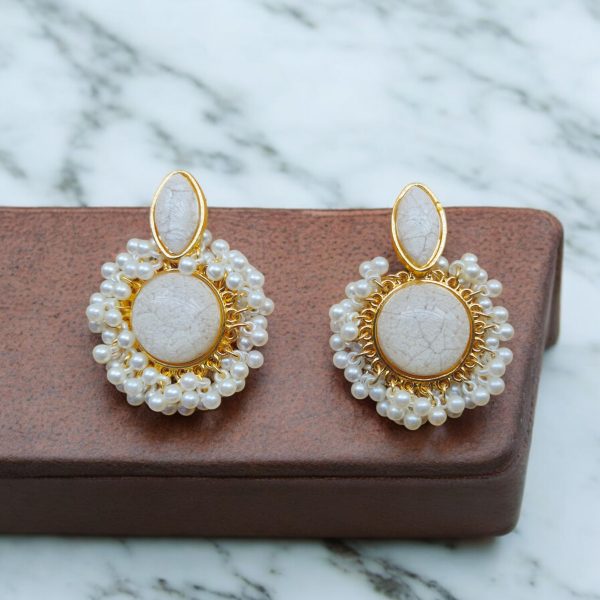 Gold Plated Crystal Drop Earring.(White) - Image 2