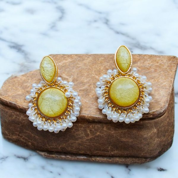 Gold Plated Crystal Drop Earring.(Yellow) - Image 4