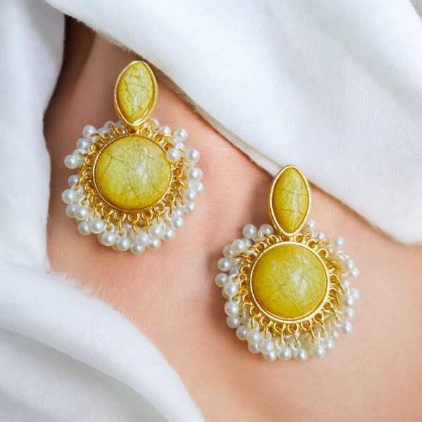 Gold Plated Crystal Drop Earring.(Yellow) - Image 2